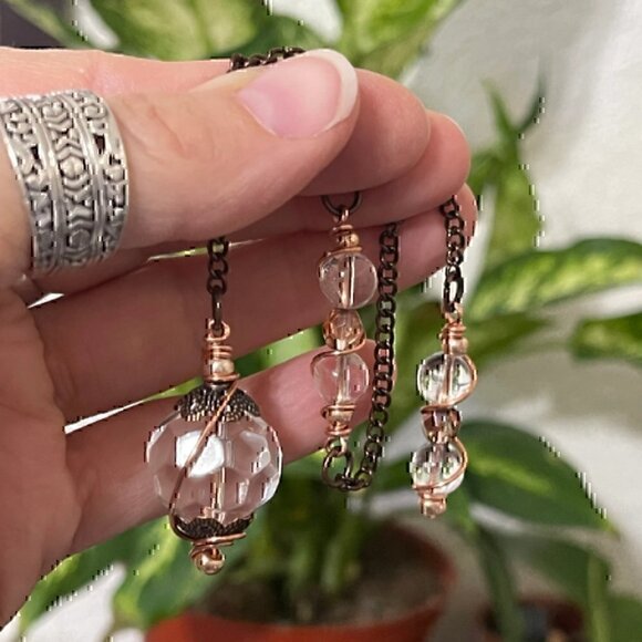 Handmade Copper Quartz Crystal Dowsing Pendulum - Picture 1 of 4